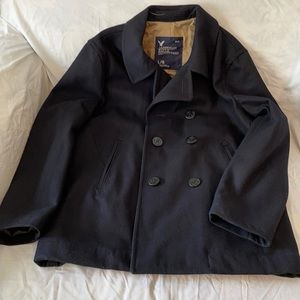 Men’s navy blue pea coat